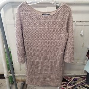 Sharagano 16 Tan Long Sleeves Lace Sheath Dress